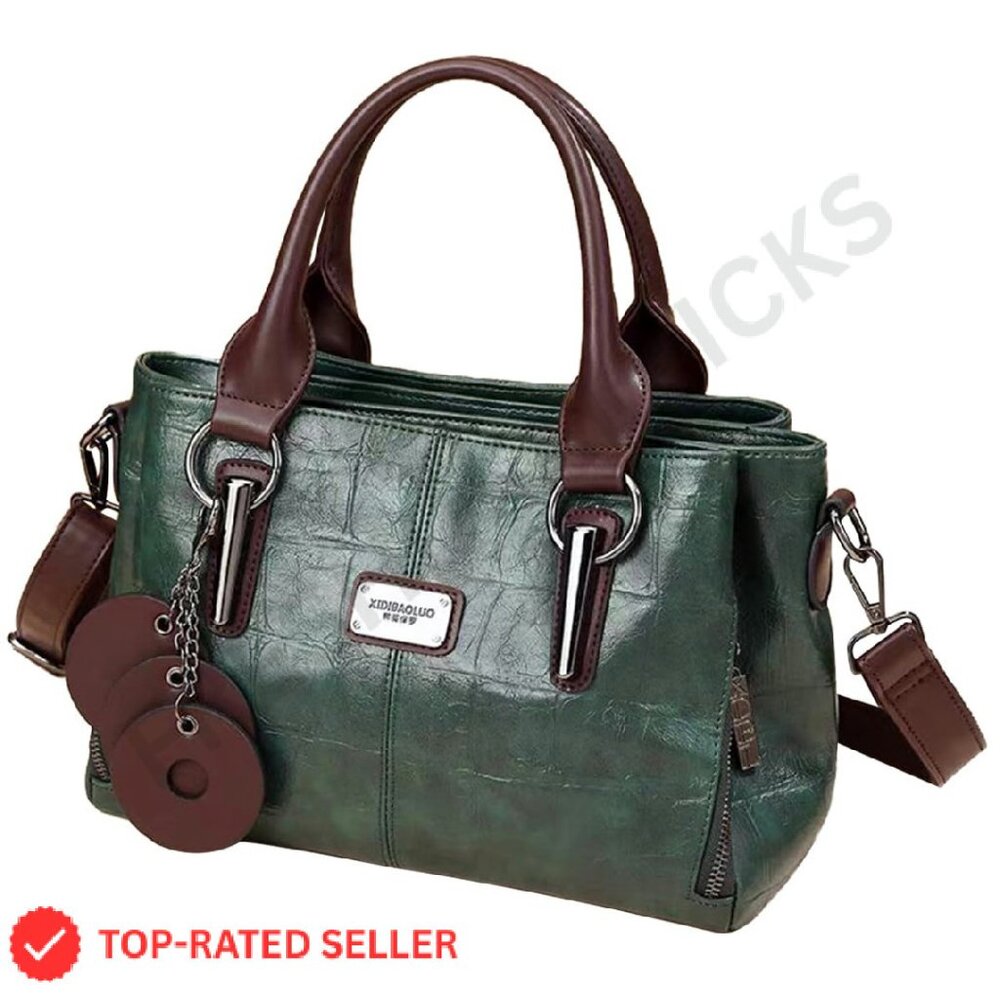 Vegan Leather Tote Bag Chic Minimal Versatile Crossbody Satchel Handbag